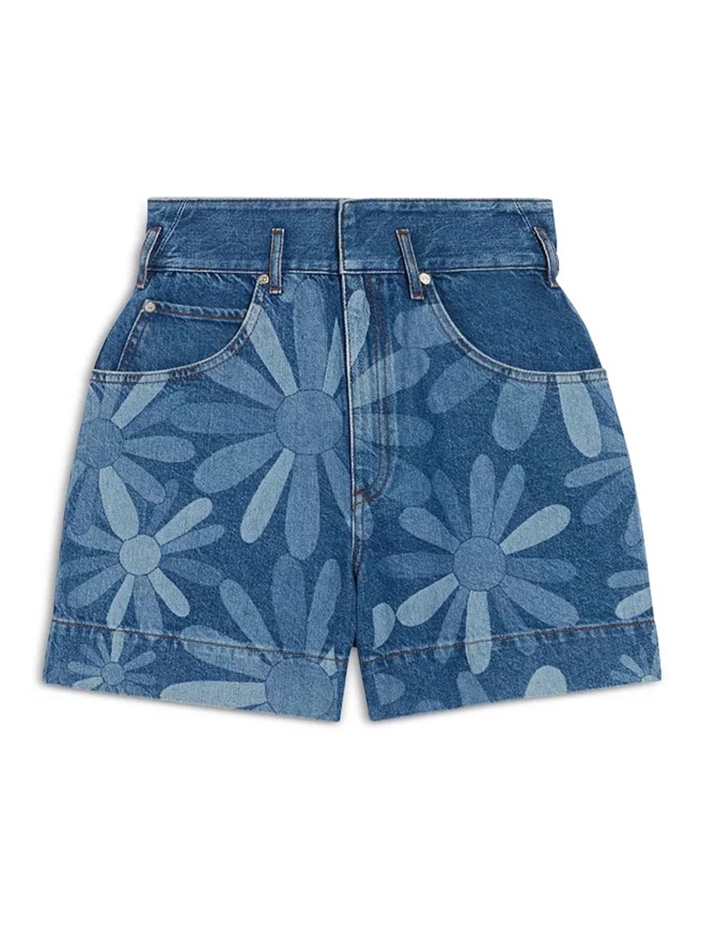 NWT Sandro Daisy Printed High-Rise Denim Shorts (US 6 / FR 38)
